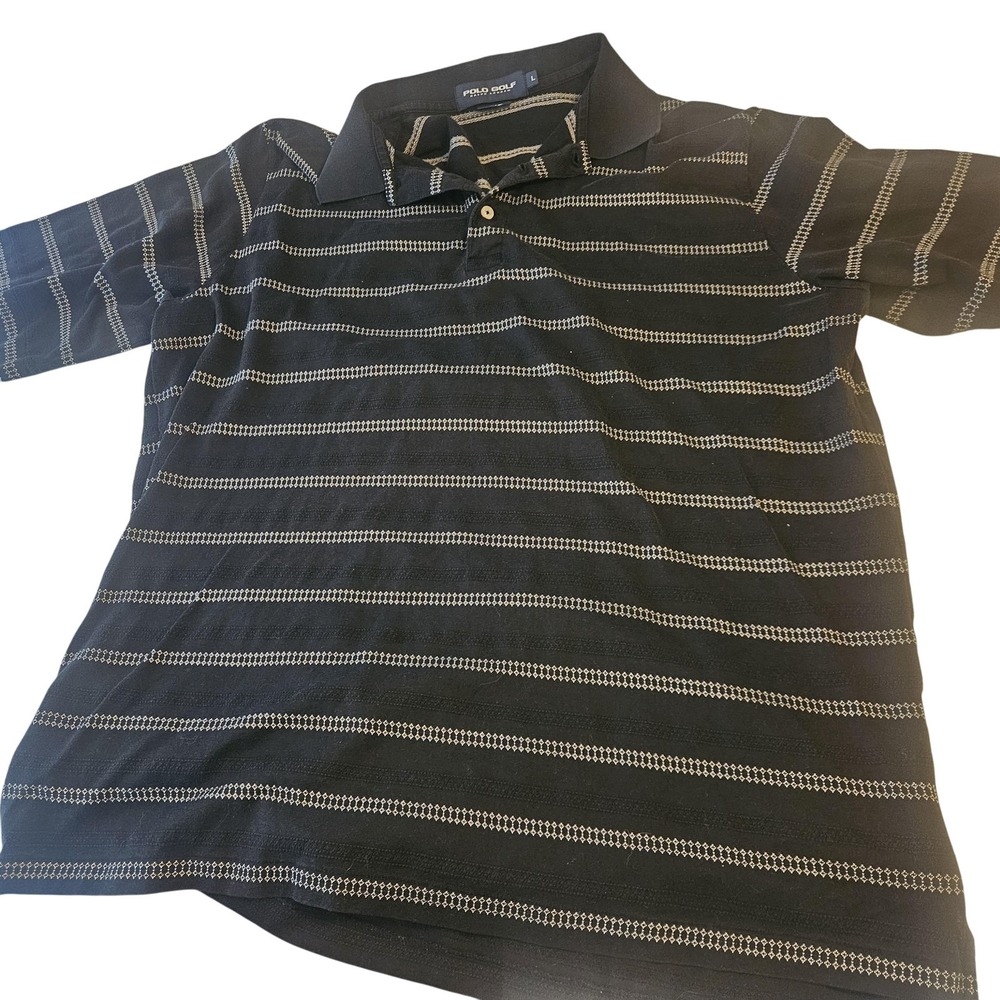 Polo‎ Golf Ralph Lauren Polo Shirt Mens Large Striped Pima Cotton Golf Casual